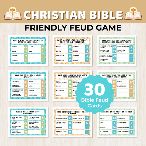 Christian Bible Friendly Feud Game, Bible Trivia, Printable Games for Youth Groups, Game Nights, Instant Download & Play