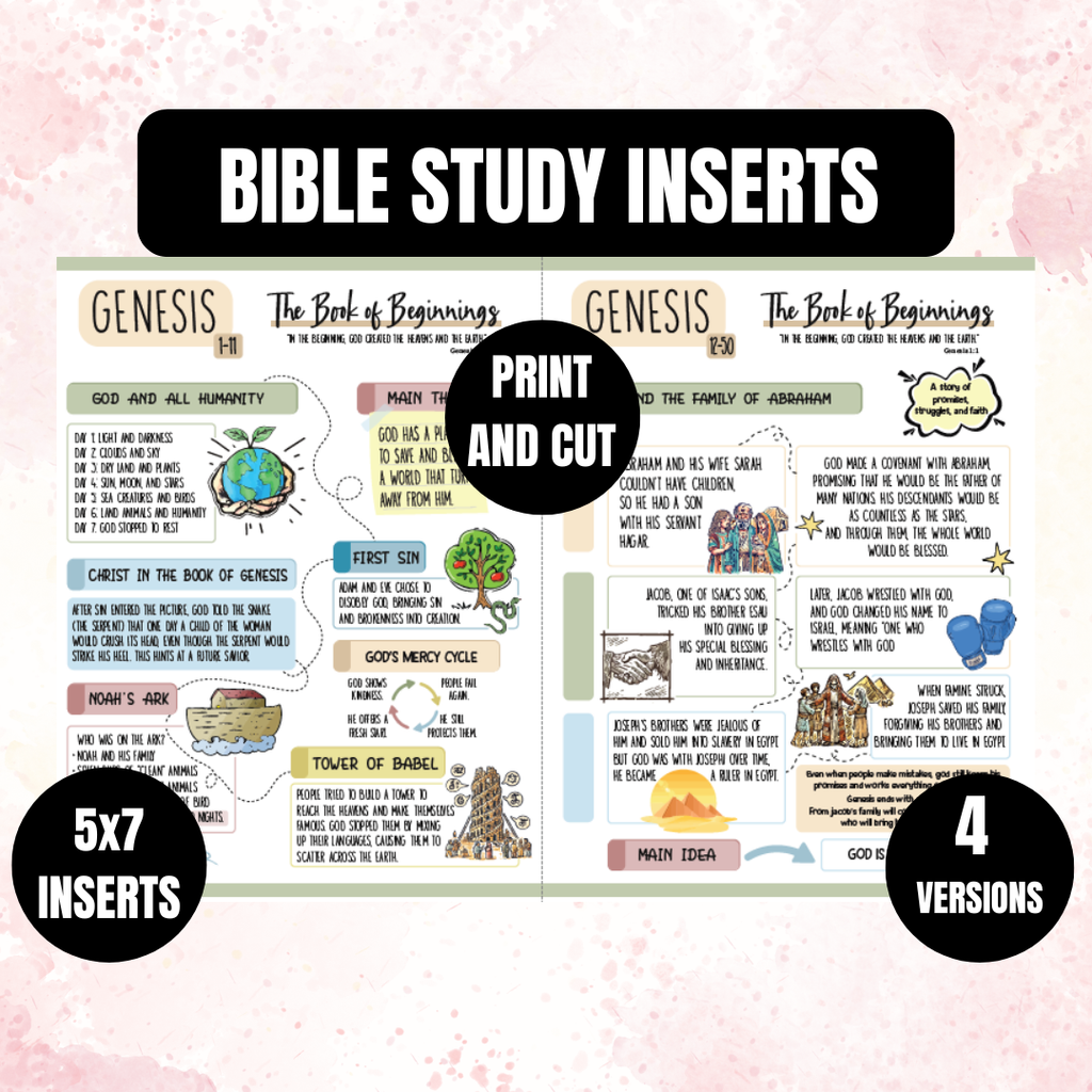Bible Study Inserts, Old & New Testament, Youth Friendly, Instant Download