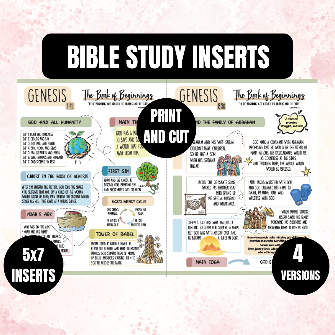 Bible Study Inserts, Old & New Testament, Youth Friendly, Instant Download