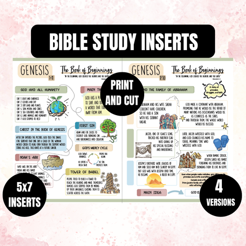 Bible Study Inserts, Old & New Testament, Youth Friendly, Instant Download