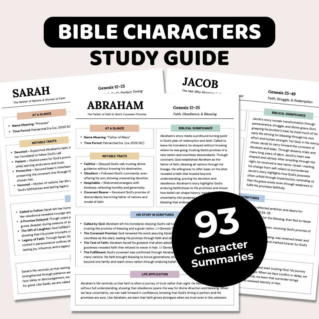 Bible Character Study Guide, 90 Bible Character Summaries