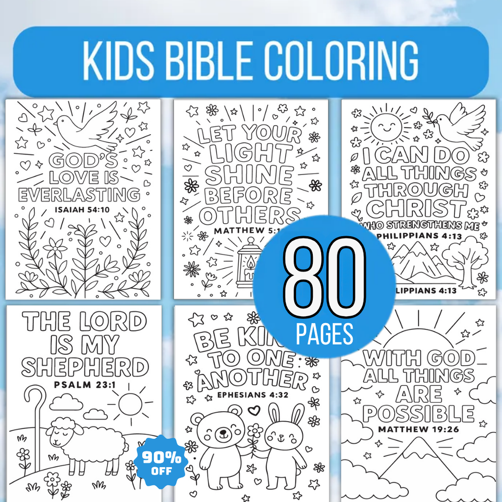 Kids Bible Verse Coloring Pages, Christian Coloring Pages, Instant Download