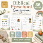 Biblical Preschool Curriculum, 36 weeks, 800+ Worksheets & Activities