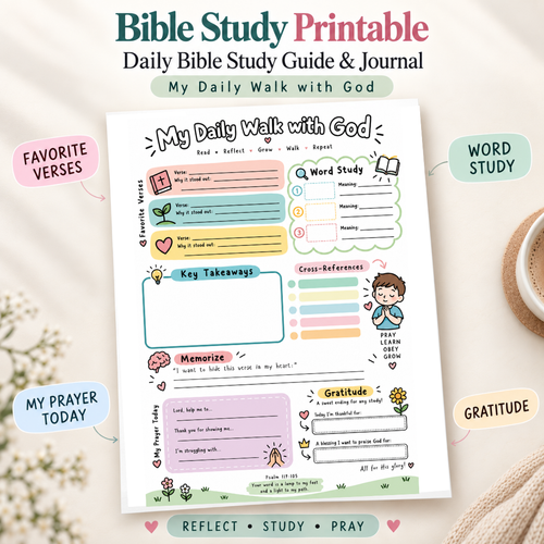 Bible Study Printable, Daily Bible Study Guide And Journal