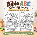 Bible ABC Coloring Pages, Christian Activity Bundle for Kids