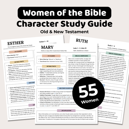 Women of the Bible, Character Study Guide,  Old & New Testament, 55 Women