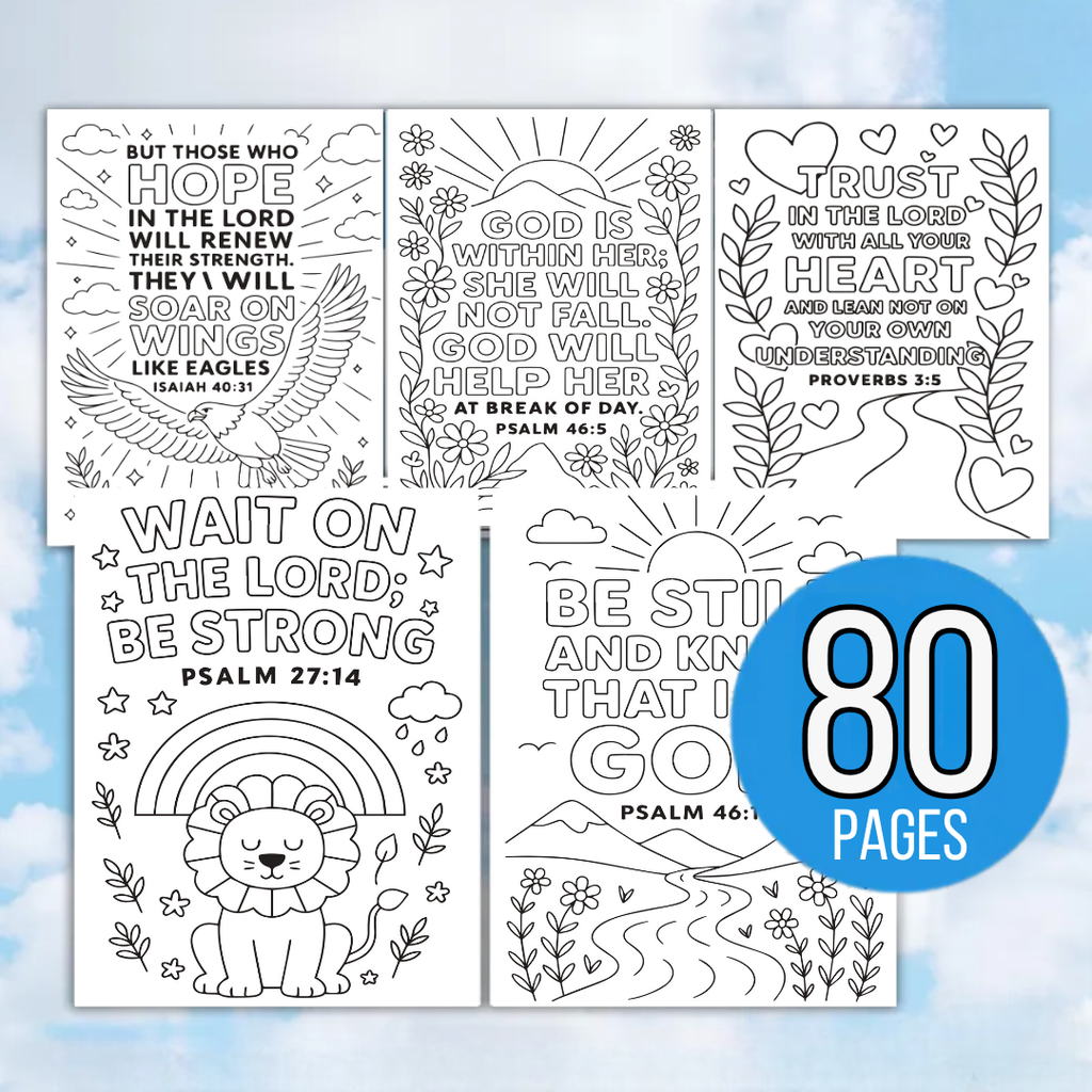 Kids Bible Verse Coloring Pages, Christian Coloring Pages, Instant Download