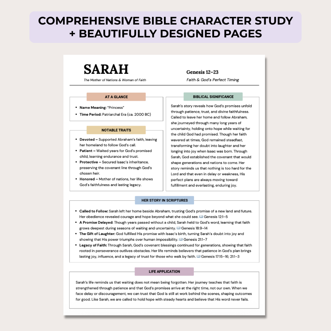 Bible Character Study Guide, 90 Bible Character Summaries