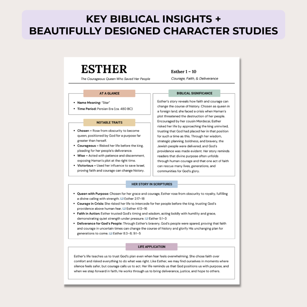 Women of the Bible, Character Study Guide,  Old & New Testament, 55 Women