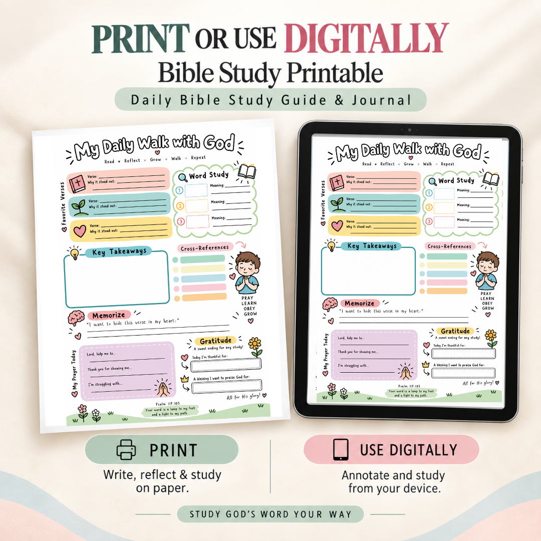 Bible Study Printable, Daily Bible Study Guide And Journal