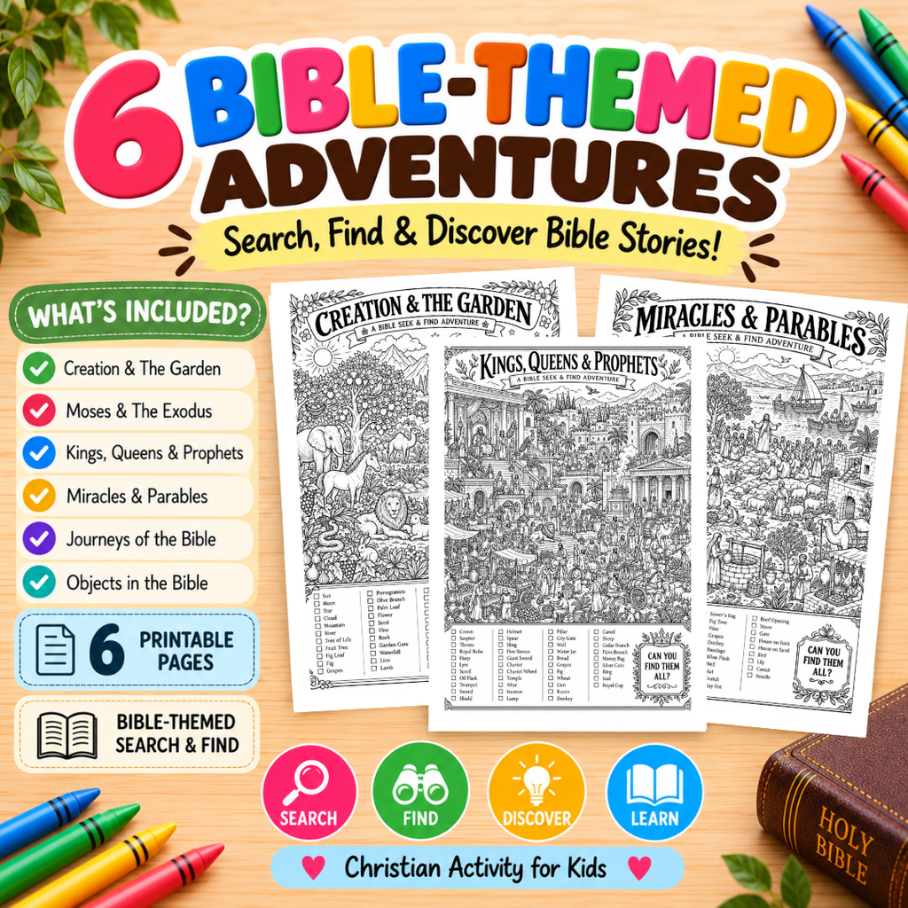 Search And Find Bible Game, Christian Activity For Kids