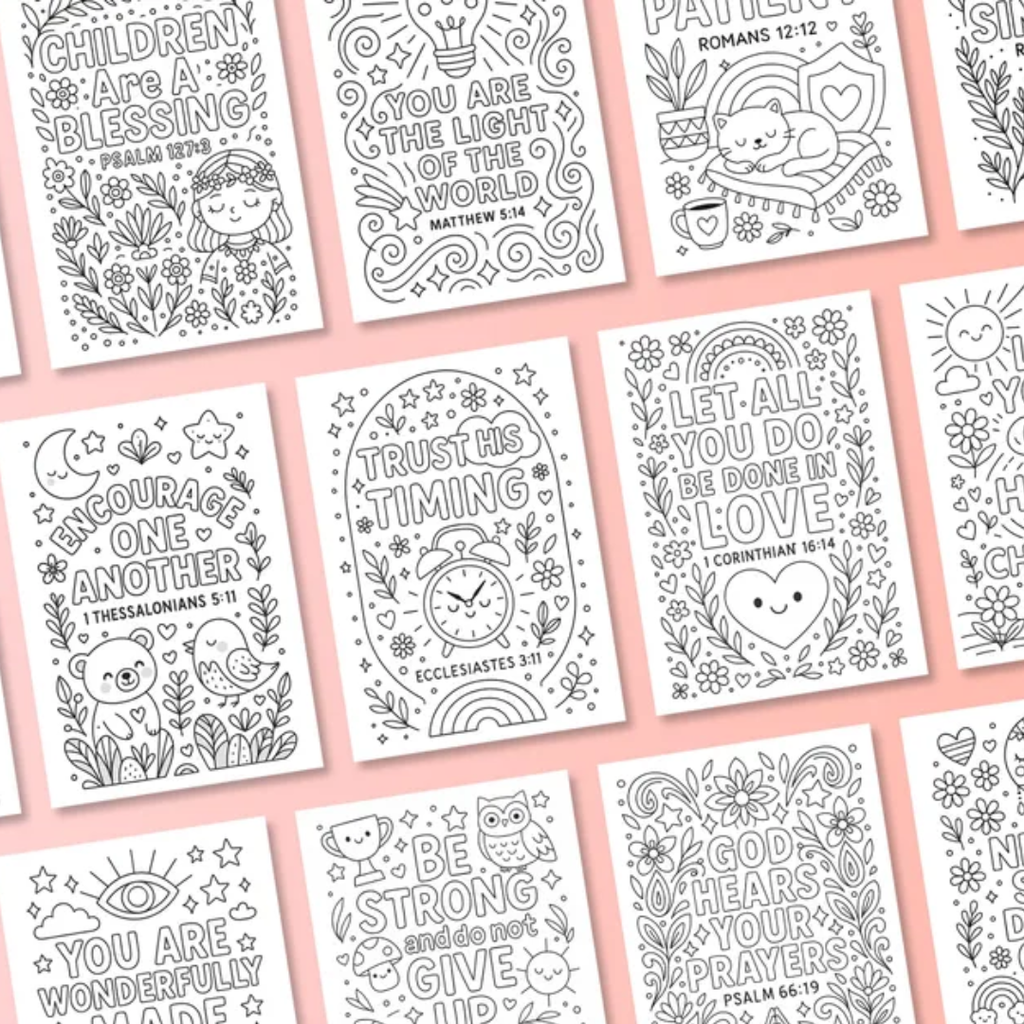 200 Bible Verse Coloring Pages, Coloring for Kids & Adults, Instant Download