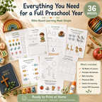 Biblical Preschool Curriculum, 36 weeks, 800+ Worksheets & Activities