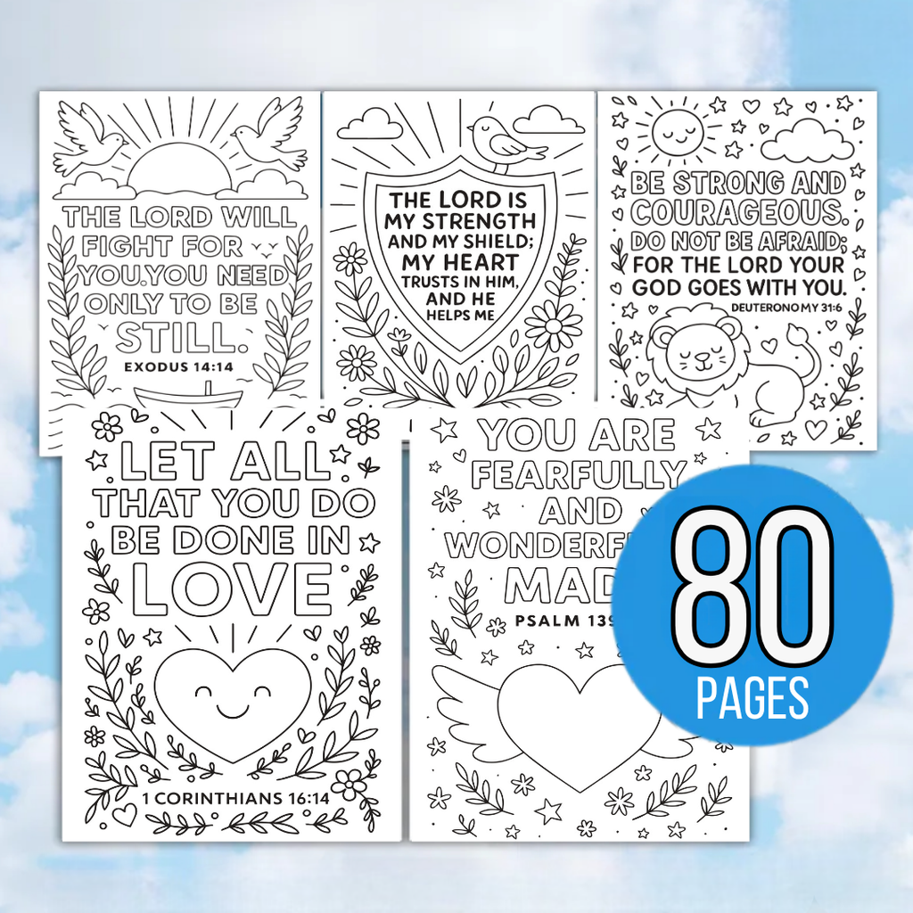 Kids Bible Verse Coloring Pages, Christian Coloring Pages, Instant Download