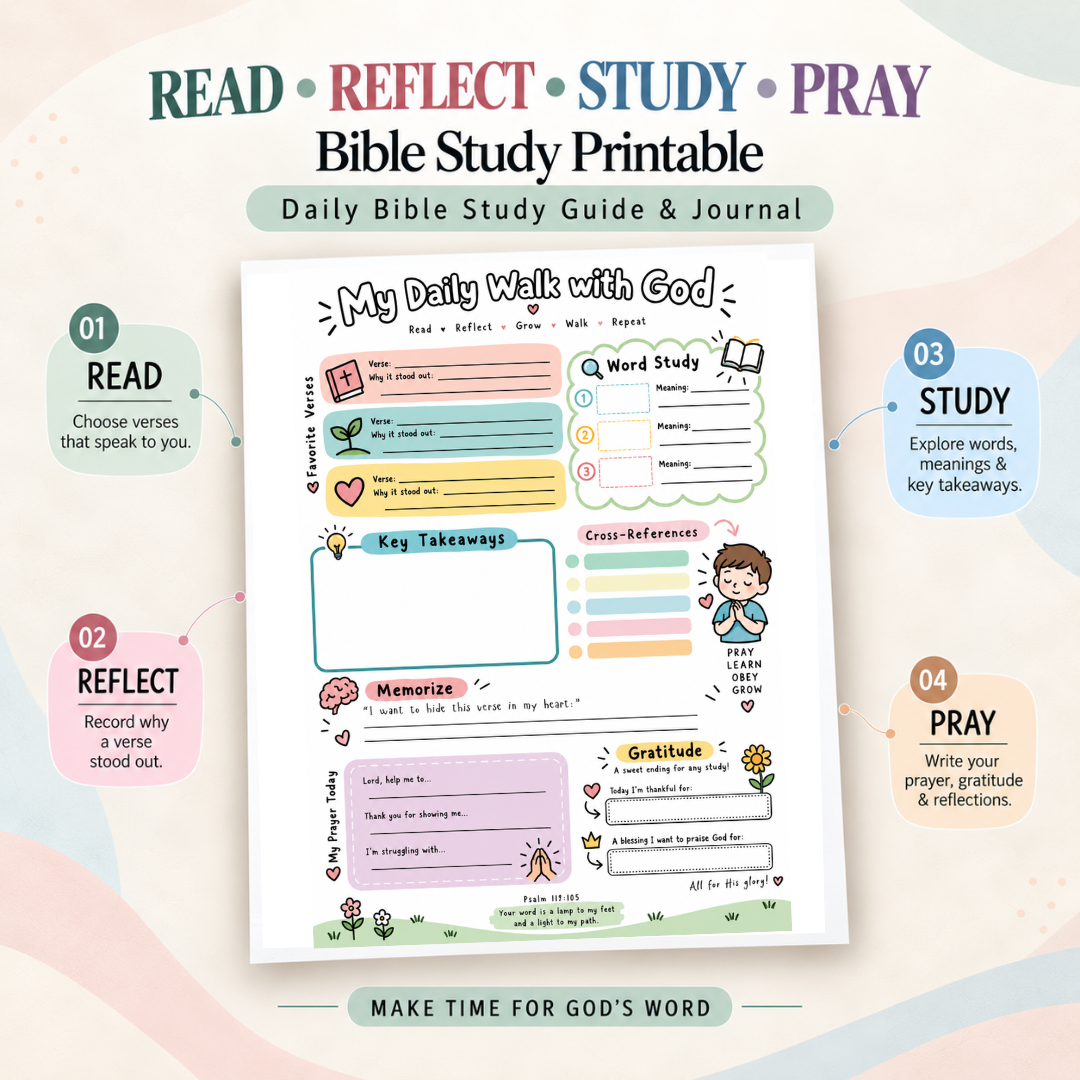 Bible Study Printable, Daily Bible Study Guide And Journal