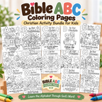 Bible ABC Coloring Pages, Christian Activity Bundle for Kids