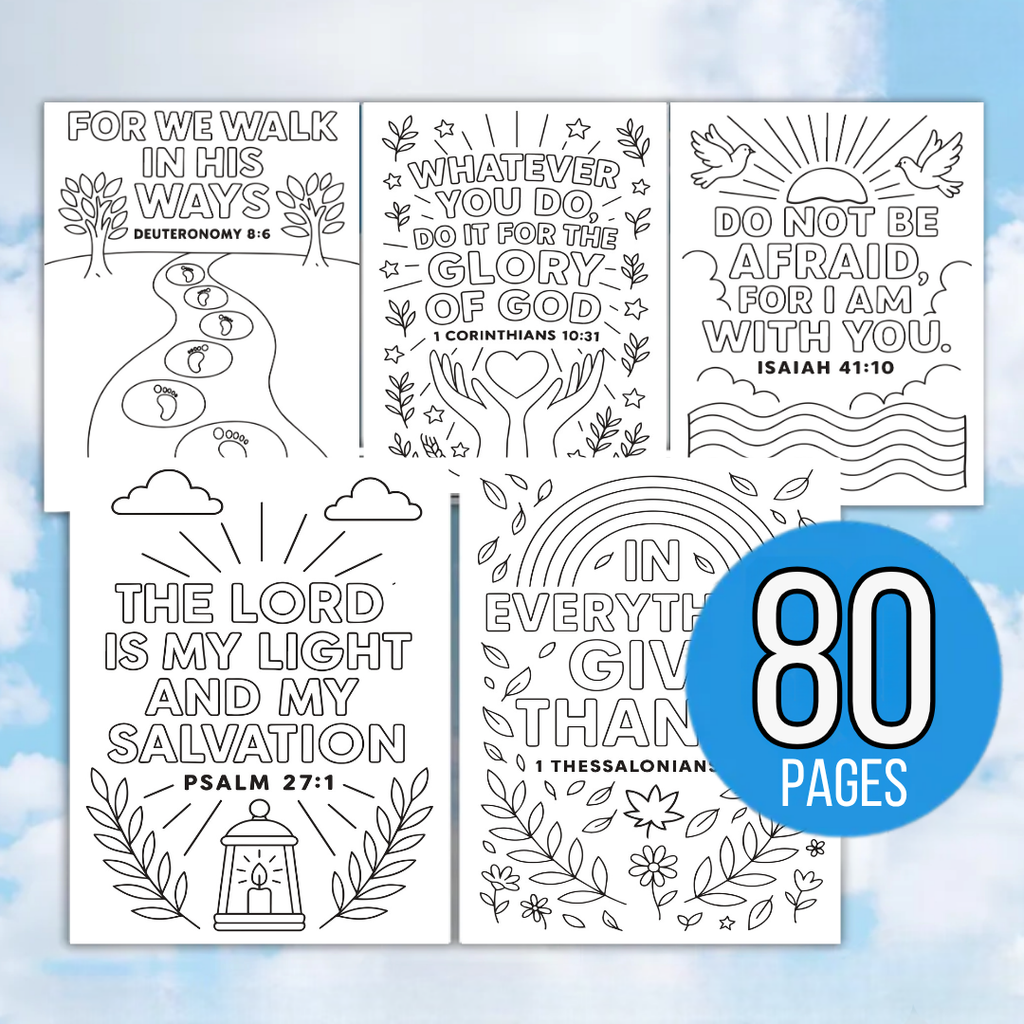 Kids Bible Verse Coloring Pages, Christian Coloring Pages, Instant Download