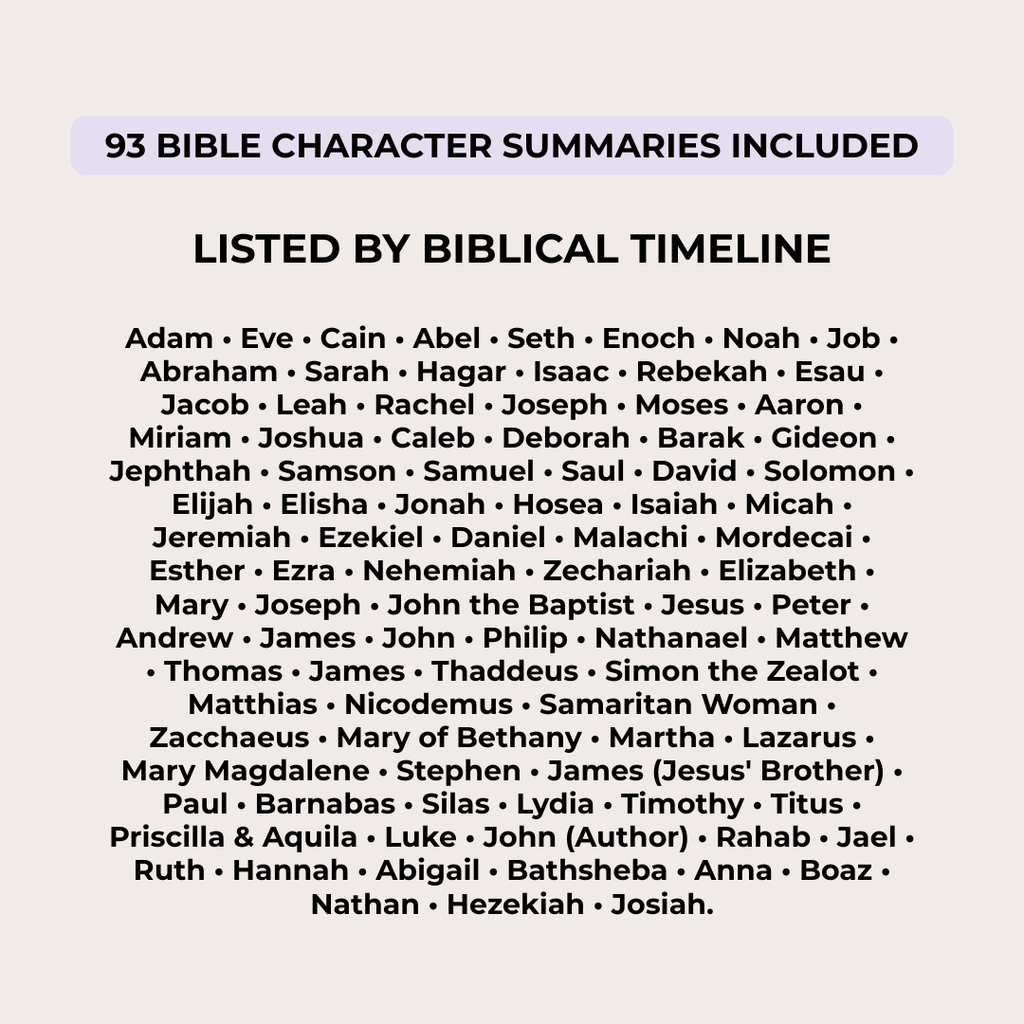Bible Character Study Guide, 90 Bible Character Summaries