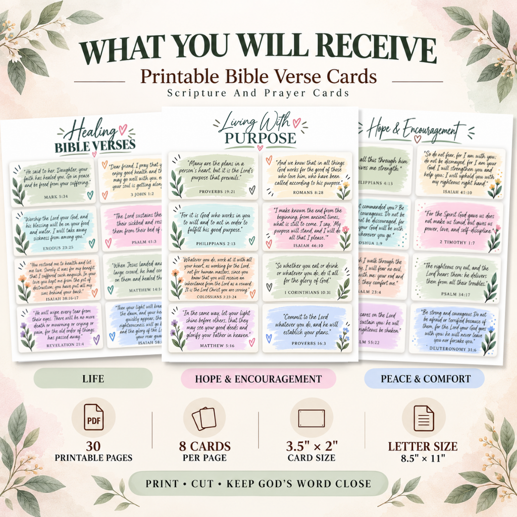 Printable Bible Verse Cards, Scripture And Prayer Cards