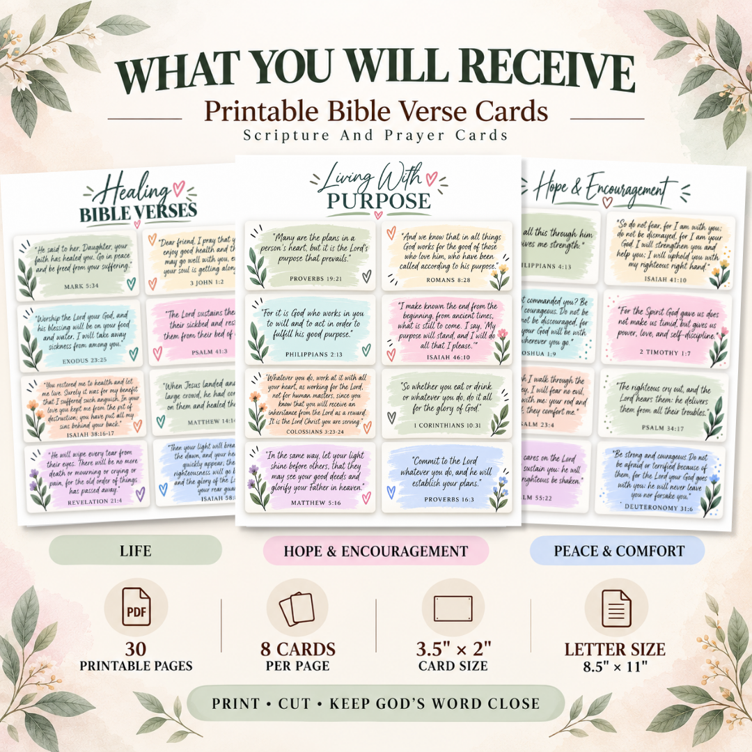 Printable Bible Verse Cards, Scripture And Prayer Cards