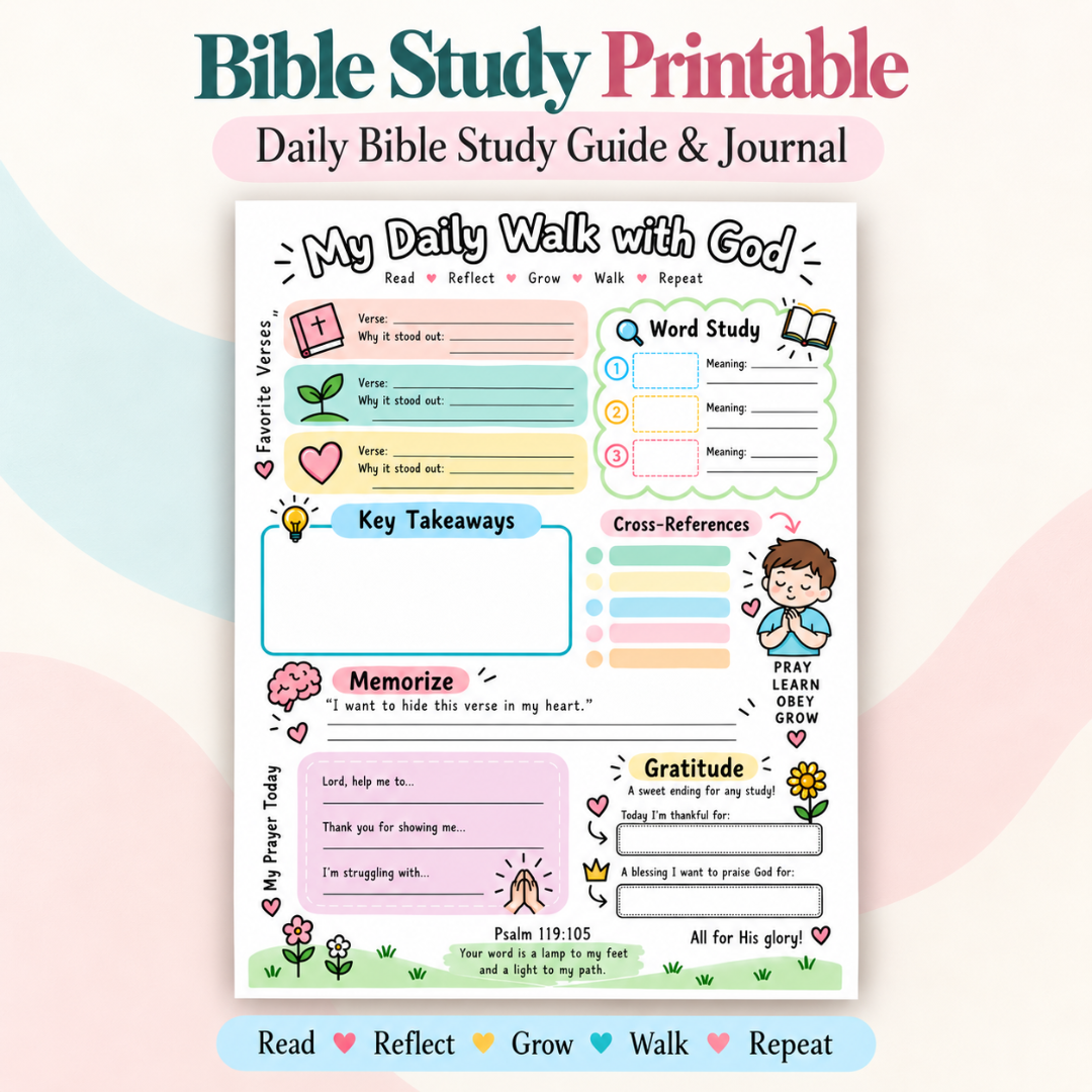 Bible Study Printable, Daily Bible Study Guide And Journal