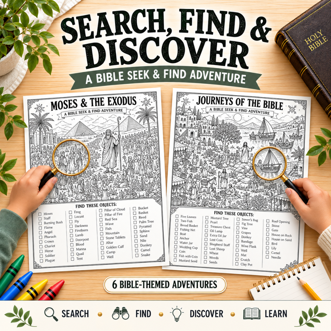 Search And Find Bible Game, Christian Activity For Kids