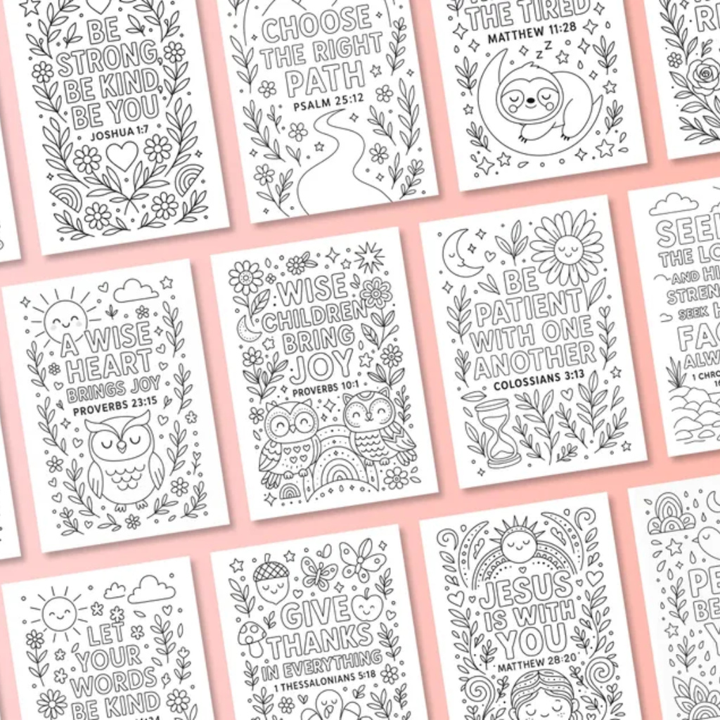 200 Bible Verse Coloring Pages, Coloring for Kids & Adults, Instant Download