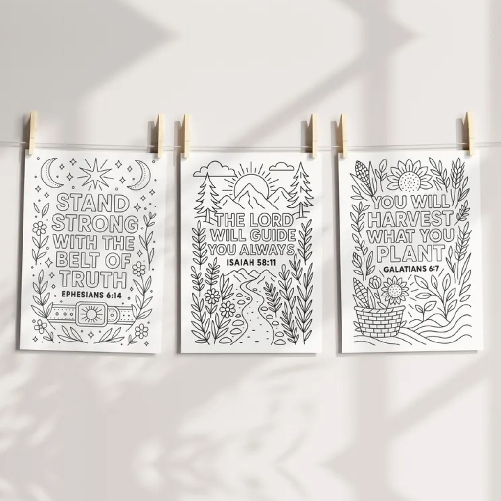 200 Bible Verse Coloring Pages, Coloring for Kids & Adults, Instant Download