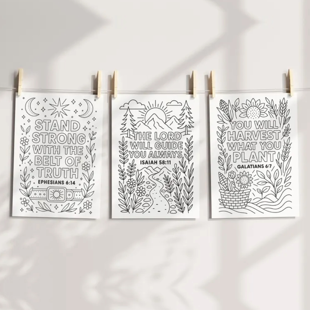 200 Bible Verse Coloring Pages, Coloring for Kids & Adults, Instant Download