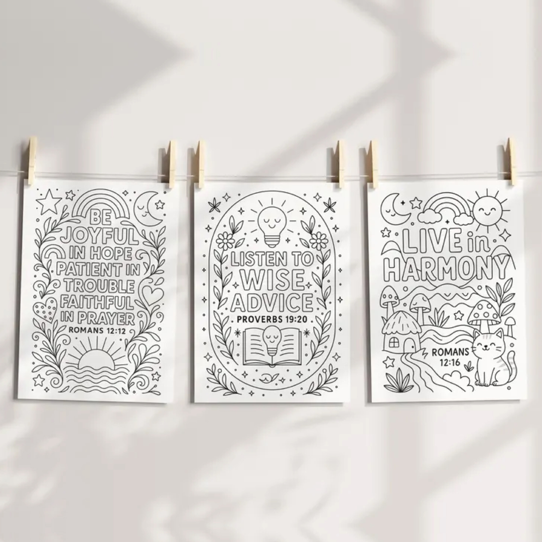 200 Bible Verse Coloring Pages, Coloring for Kids & Adults, Instant Download