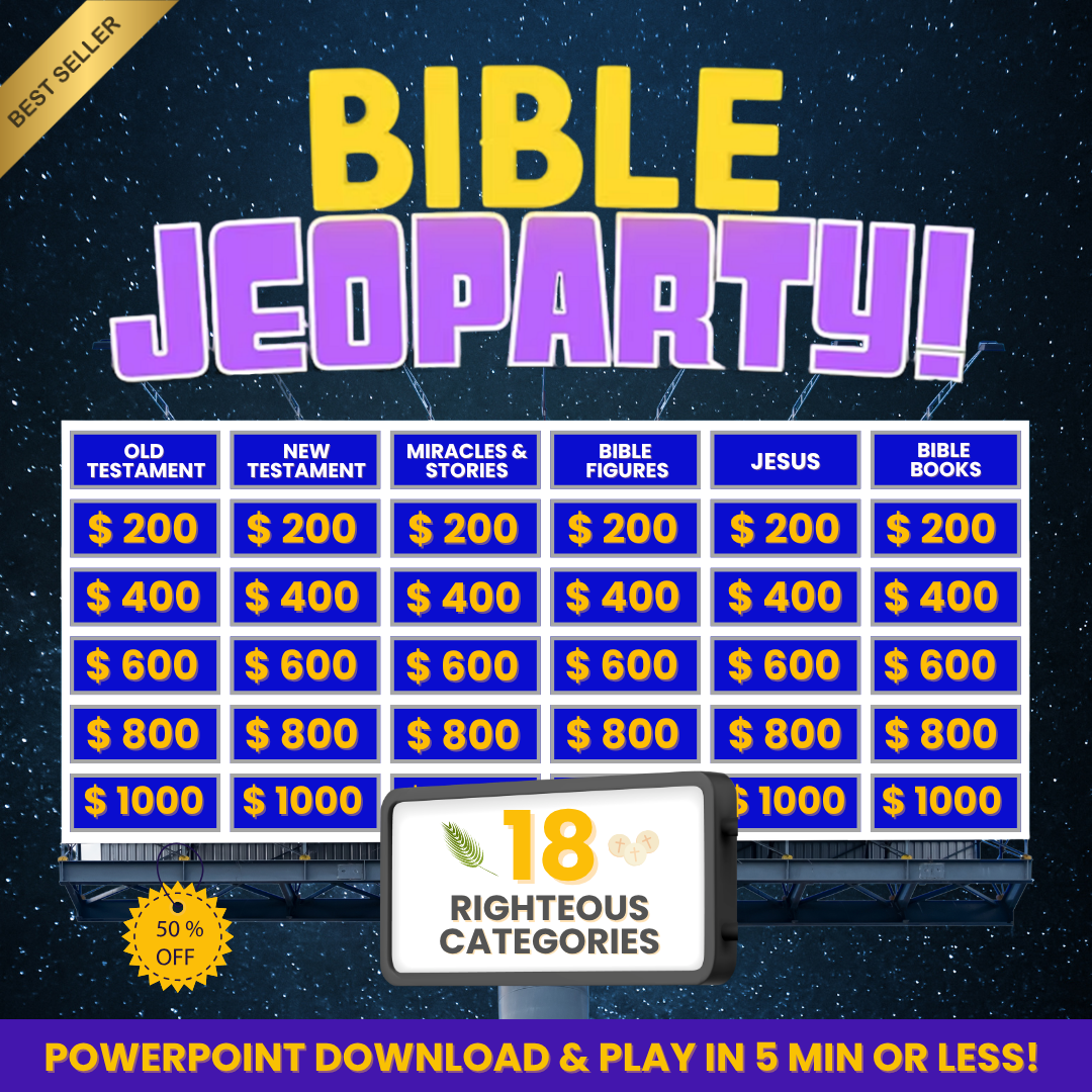 Bible Jeoparty Game, Bible Trivia Questions, Youth & Adult-Approved
